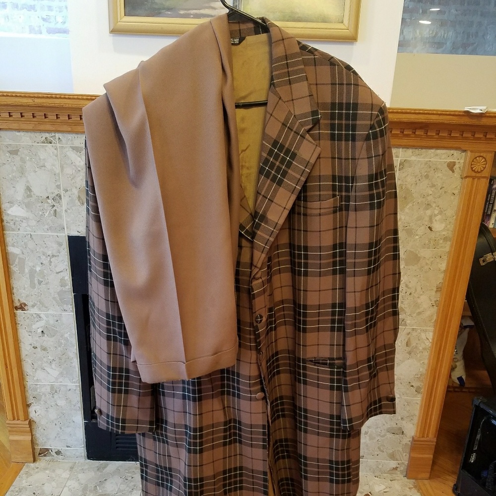 Falcone USA Mens 2 Piece Suit Checkered Plaid 52L